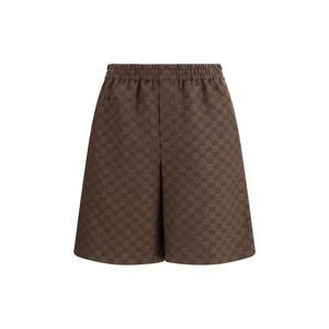 Gucci Men Gg Fabric Shorts In A Linen Blend